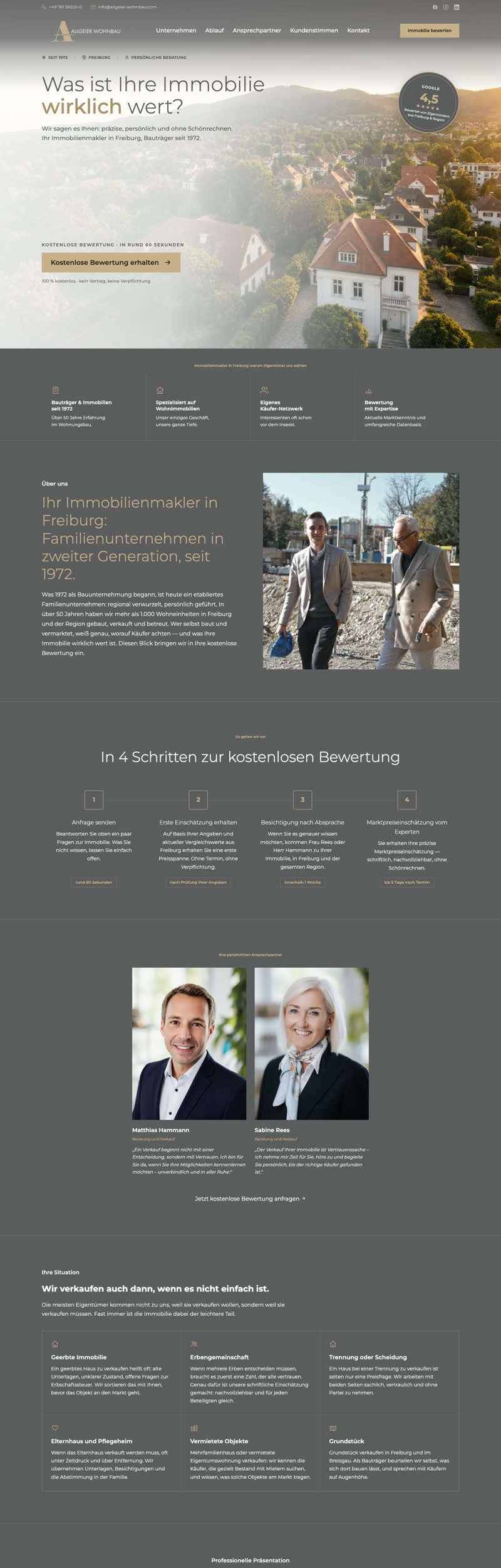 Landingpage für eine Immobilienbewertung mit Formular